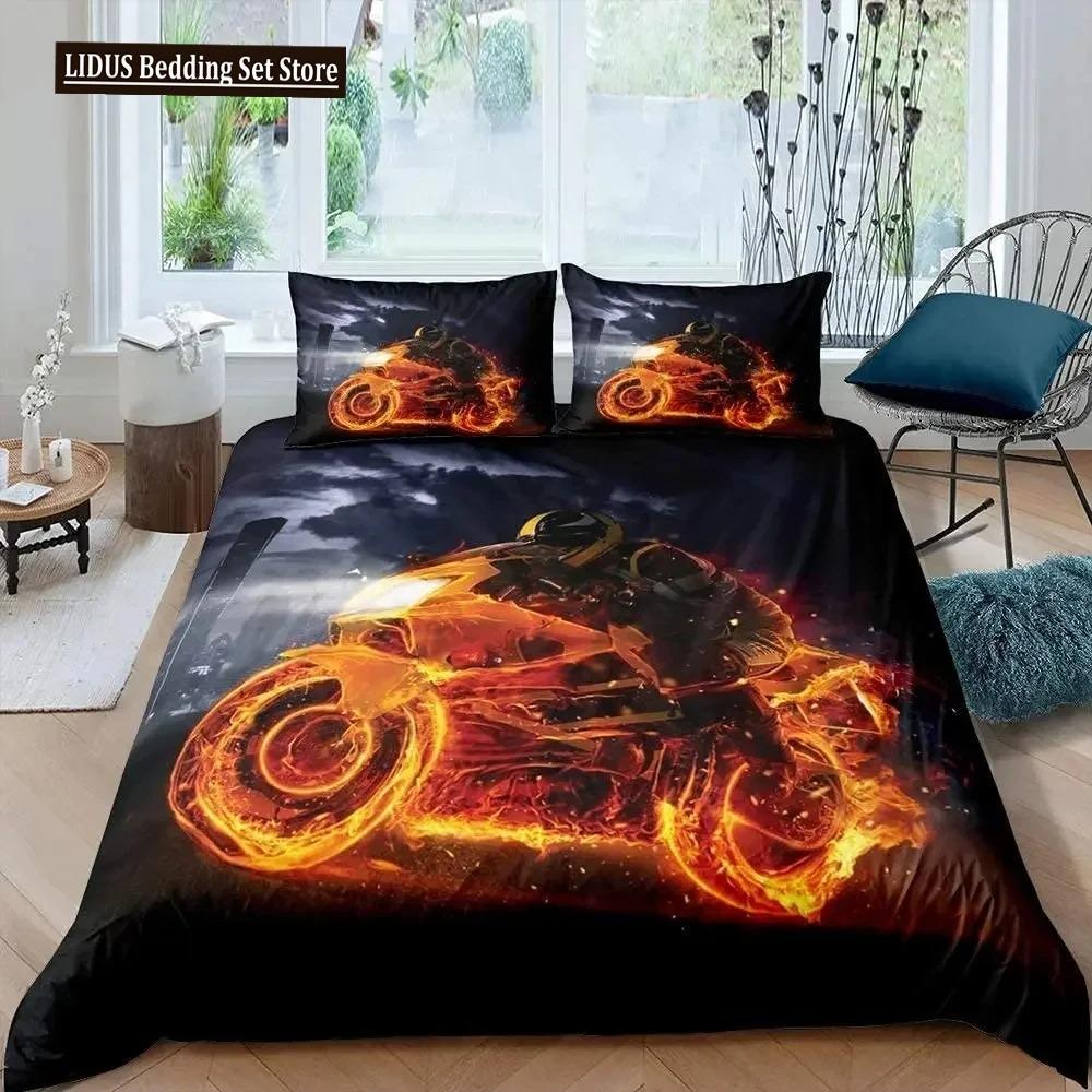 

Luxury Bedding Set Motorcycle Print Duvet Cover Set With Pillowcase Motocross Bedspread boy s Bed Set 70x133cm 2pcs