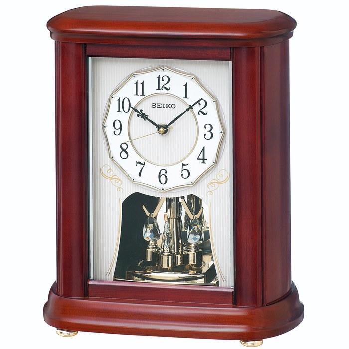 Seiko Clock Table Clock Radio-Controlled Analog Rotating Decoration Wood Case Brown Wood Grain BY242B