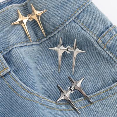 1xFibbia per Cintura a Stella Croce alla Moda Clip Regolabili Staccabili per Pantaloni Stringi-vita Bottoni a Pressione Metallici Senza Chiodi per Decorazione Jeans