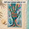 Quilt Theme Soft Beach Towel Personalized Custom Name Text Towel Portable for Beach Pool Travel