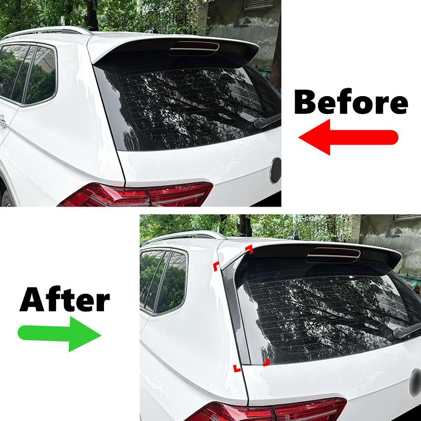 Hinterer Seitenspoiler Flügel Schutzaufkleber Abdeckung für Volkswagen Tiguan Rline MK2 2017+ Carbonfaser-Look / Glänzend schwarz