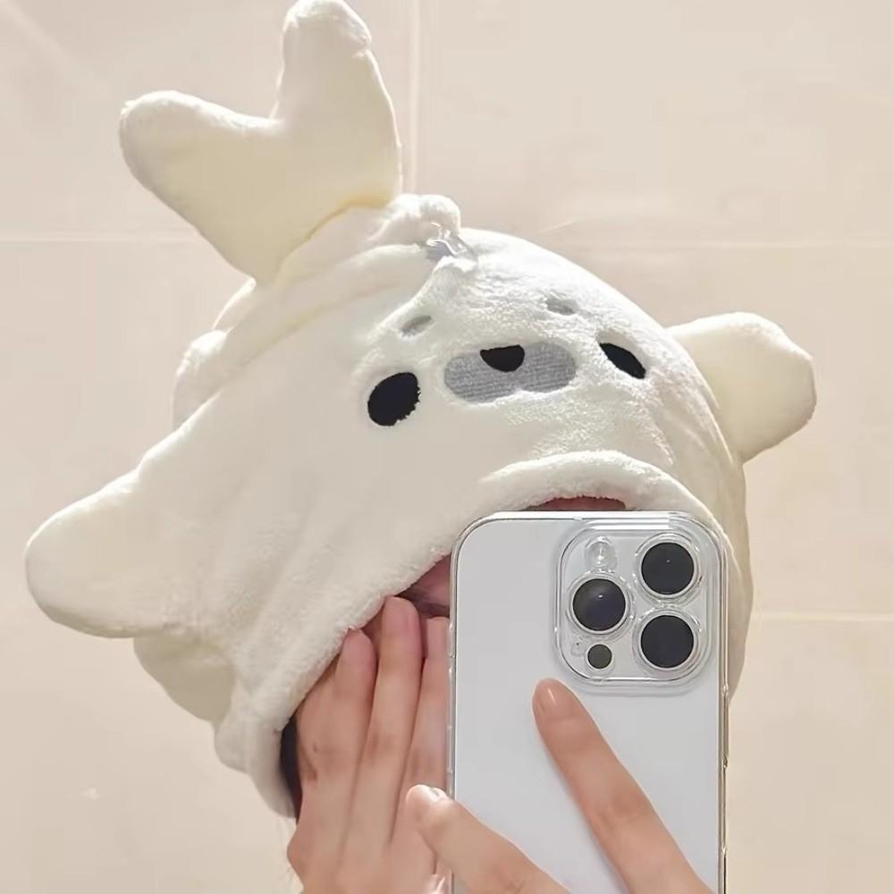 Super Absorbent Dry Hair Cap Cartoon Baby Seal Hand Wipe Towel Hair Drying Cap  Bath Accessories