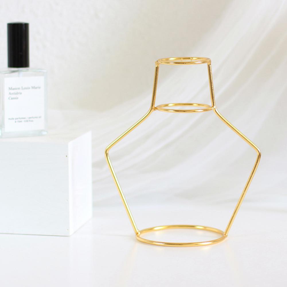 Neue nordische kreative Vase Home Decor Goldene Glasvase Hydrokulturpflanzenhalter Eisenlinie Blumen Ornament Home Gartendekoration