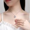 925 Silver Heart Shaped Necklace Bracelet Set for Women Vintage Korean Blue Crystal Bracelets Jewelry Set Party Jewelry