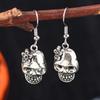 Retro Halloween Skull, Bat & Spider Earrings with Aged Texture for Women