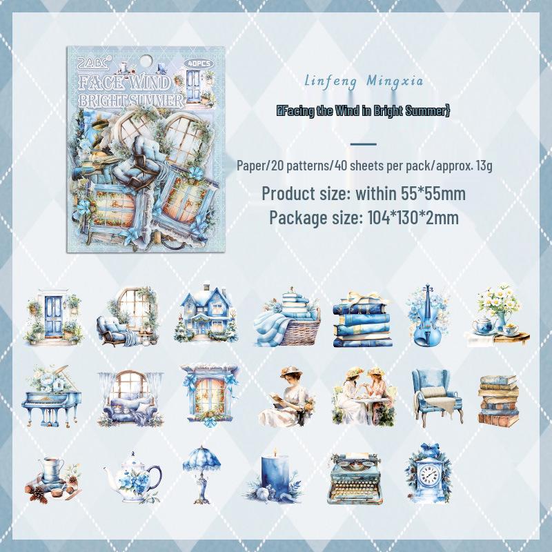 ZABC Slow Tune Paris Series Sticker Set - 40 Sheets, 6 Styles for Journal Decoration & Collage