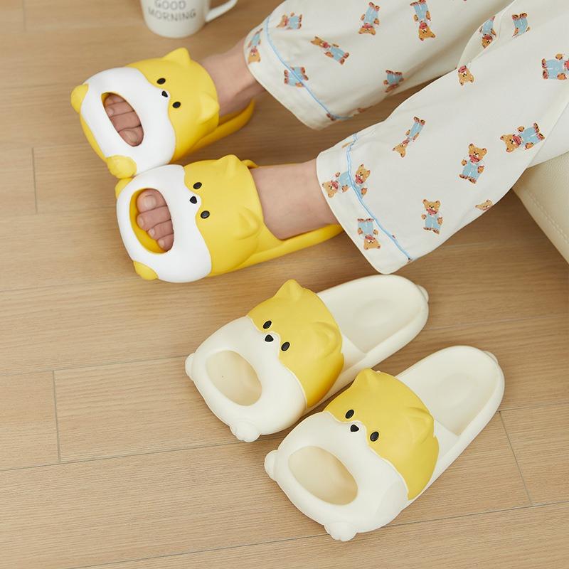 Cute puppy cool slippers women's summer new wear non-slip thick-soled eva slippers men's