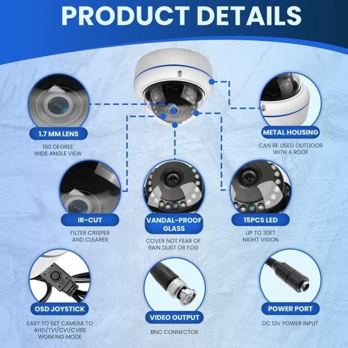 Caméra de vidéosurveillance - DCSEC - Grand angle 180° - 2MP - 1080P HD
