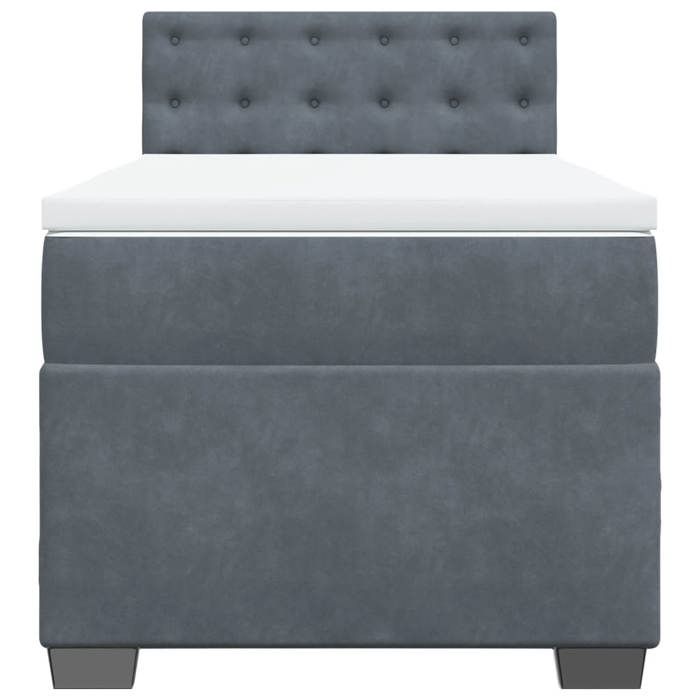 Cadre de lit avec matelas - Maison Exclusive - 90x200 cm - Velours gris foncé - Surmatelas confortable