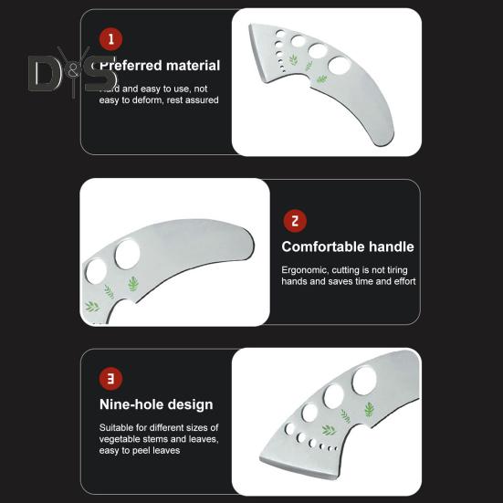 Herb Stripper with 9 Holes Ergonomic Design Corrosion-Resistant Vegetable Leaf Stripping Tool Stem Remover Kitchen Gadget