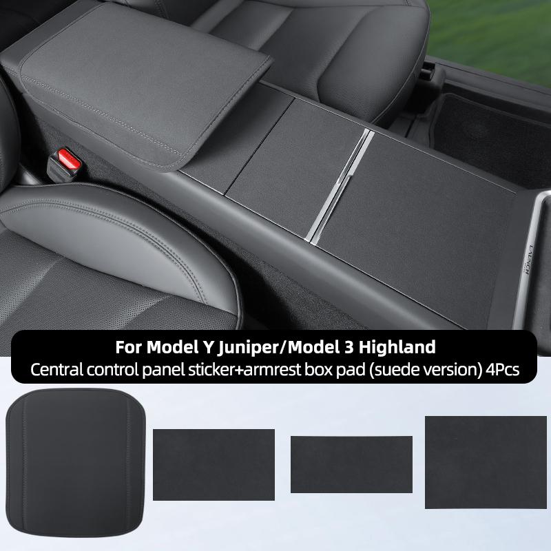 Suede Central Control Panel Sticker for Tesla Model Model Y Juniper Model 3 Highland Console Protector Cover Car Accessories