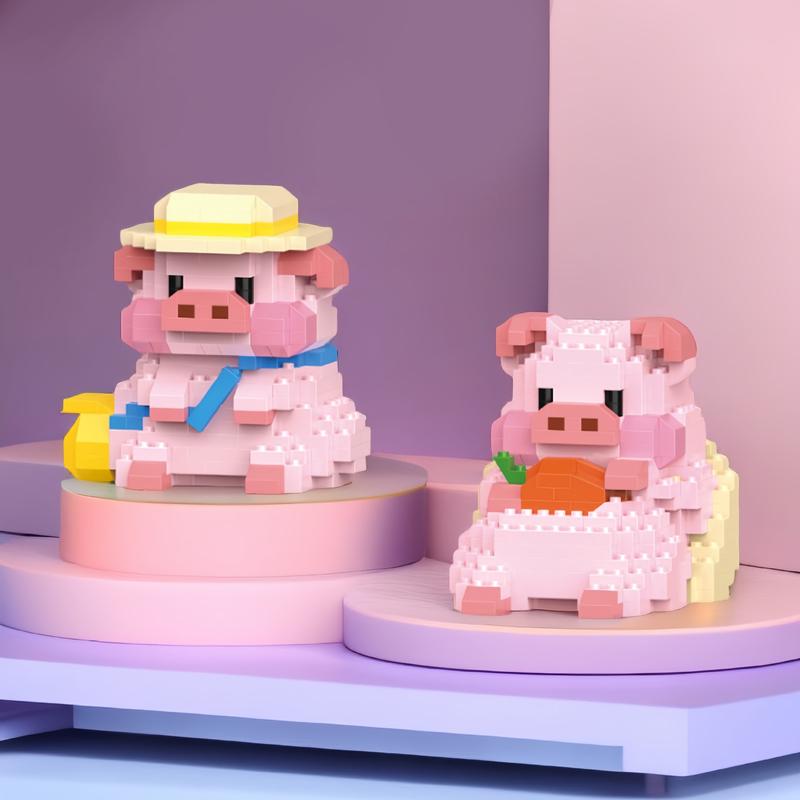 Micro-particle Assembly Building Blocks Cute Pig Cartoon Doll Building Blocks Toy Children's Educational Assembly Gift