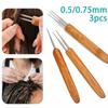 3 Stück 0,5/0,75 MM Holz Häkelnadel für Haare Dreadlocks Zöpfe Haarkreuzhaken Einzel-/Doppel-/Dreikopf-Haarkreuzhaken