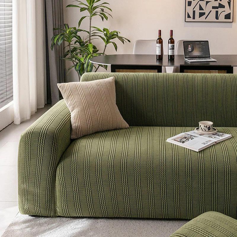 Four Season Universal Elastic Sofa Cover Solid Polar Fleece Anti Slip All-Cover Couch Covers Vintage Striped Furniture Protector