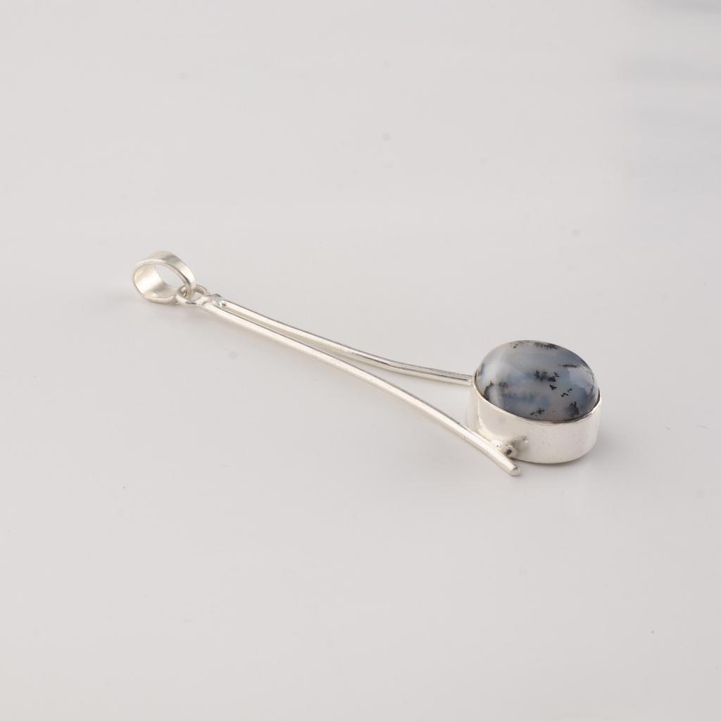 Dendritic Opal Gemstone 925 Sterling Silver Handmade Jewelry Designer Women's Pendant 1.79" PP-69-36