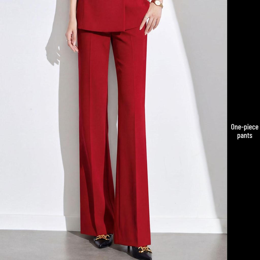 2026 Red Double-Breasted Slim-Fit Suit Set: Spring/Autumn Professional Host Wear