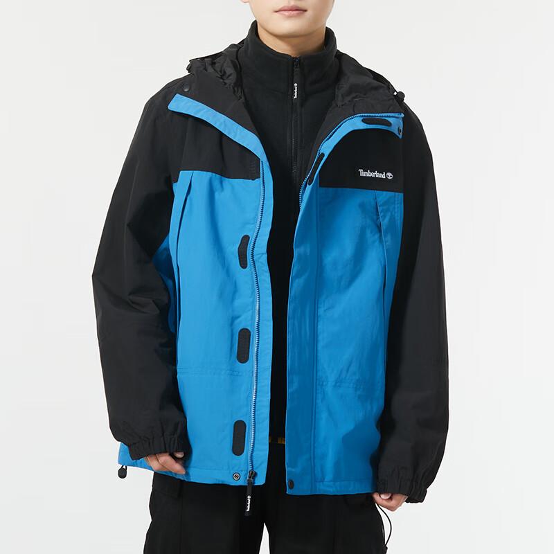 Timberland Color Block Outdoor Mountain Warm Fleece Three-In-One Jacket Men Jackets Blue Black A5Z11-DA6