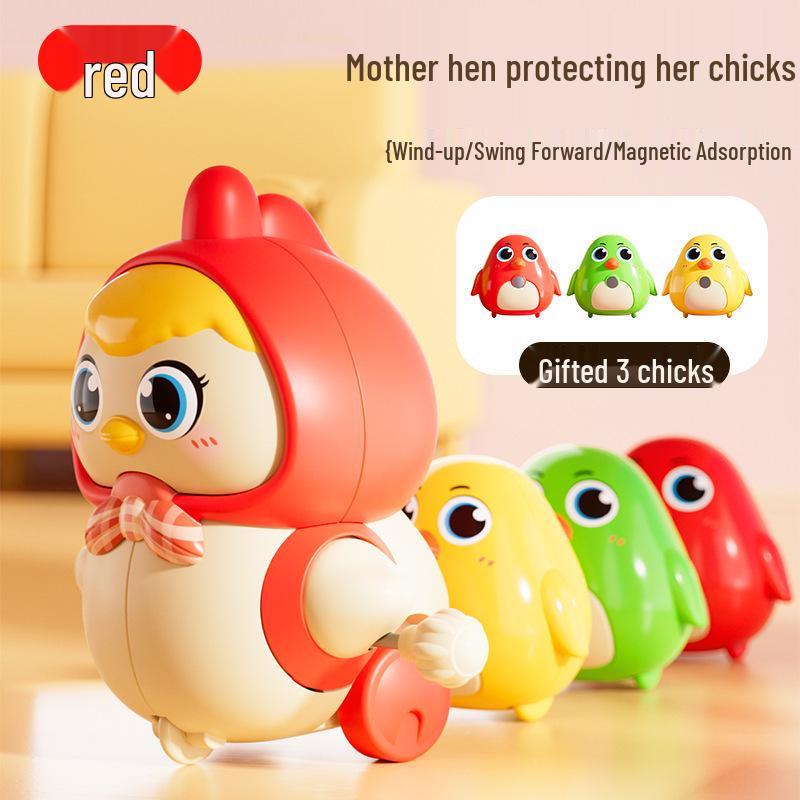 Wind-up Hen and Chicks Toy: Magnetic, Shaking, Moving Gift for Kids