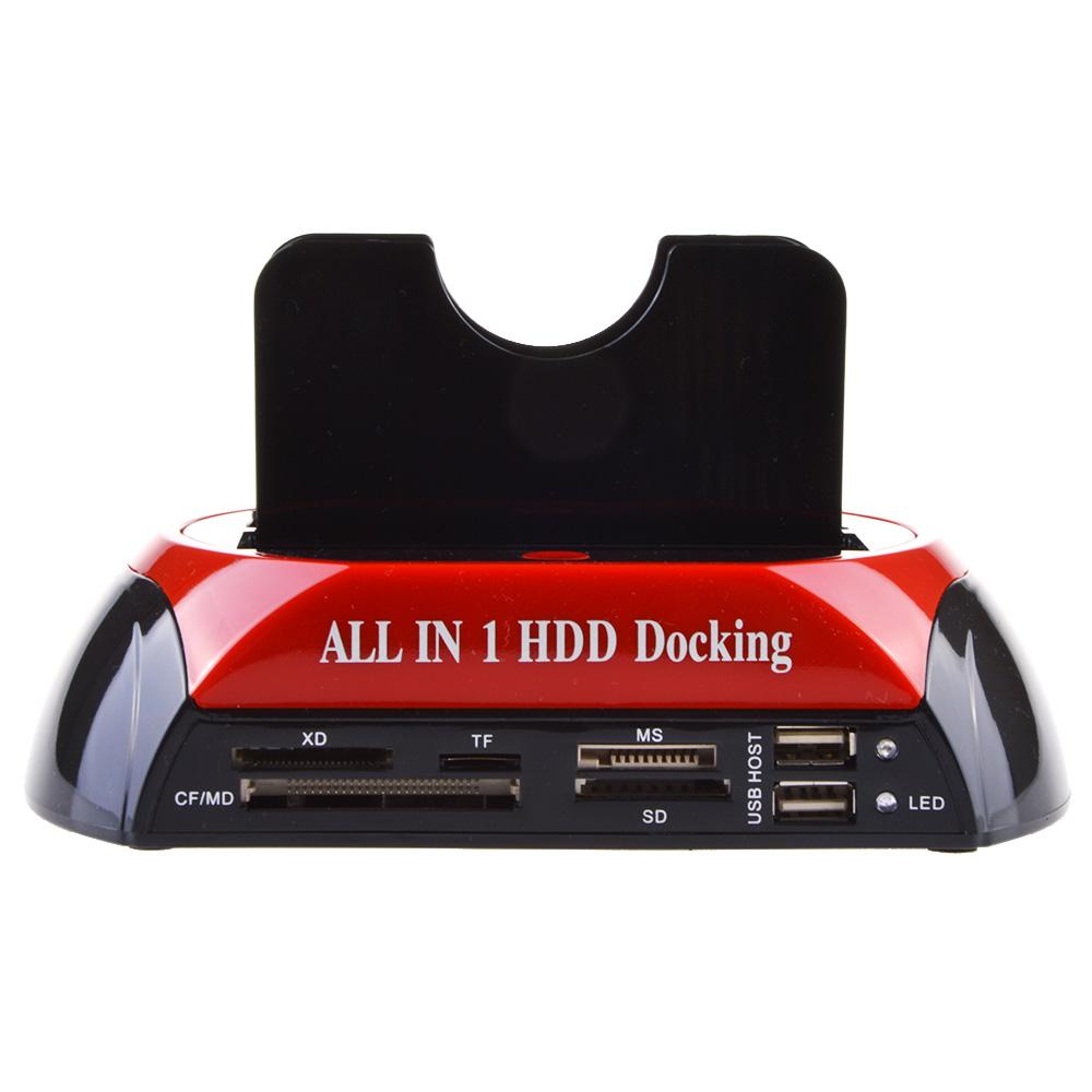 IDE/SATA Externe Festplatten-Dockingstation 2 Einschübe 2,5" 3,5" HDD UK SD-Karte