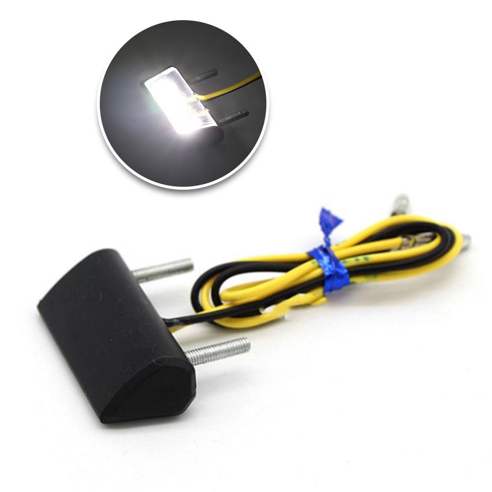 12V Motor LED License Plate Light LED Rear Tail Number Light Universal Plastic White Light Indicators Motorbike Part