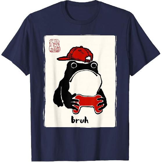 Grumpy Frog Gamer Bruh Ink Painting Japanese Funny Gamer T-Shirt
