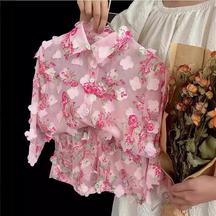Girls Floral Sun Protection Set Summer Long Sleeve Shirt And Shorts Two Piece Outfit For Toddler Baby Lightweight Breathable