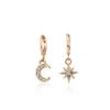 Micro-Inlay Star & Moon Asymmetrical Diamond Earrings – High-Quality, Luxurious Women's Accessories