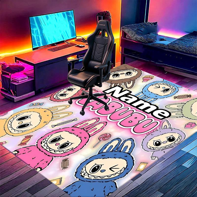 Custom Name Personalized Labubu Print Carpet, Versatile Home Decor Rug, for Playroom, Apartment, Balcony, Entryway, Hallway Gift