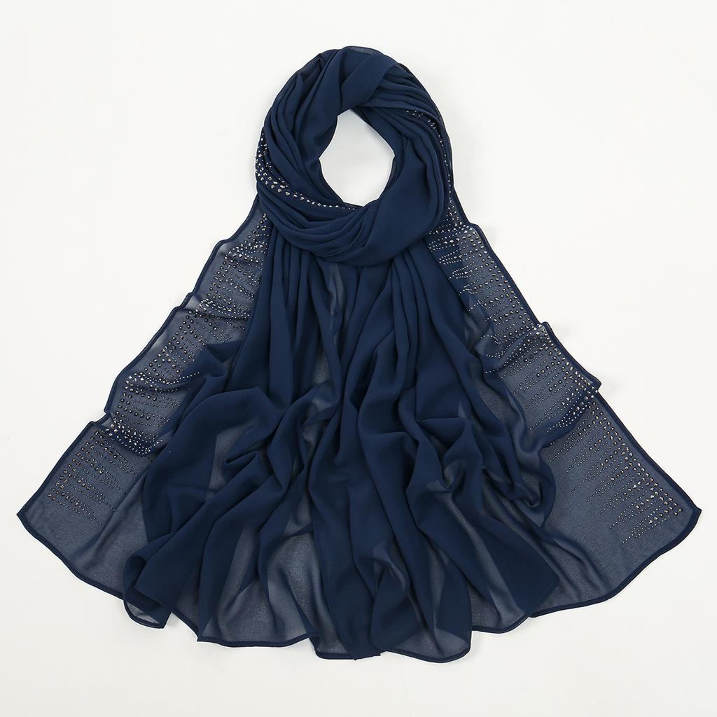 Shinny Rhinestone Chiffon Hijab Long Scarf Islam Hijabs Women's Turbans Head Wrap Sparkly Scarf Fashion Accessory 175*70CM