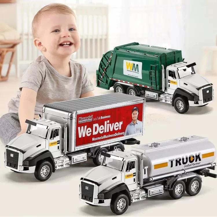 Conjunto de 3 Veículos de Engenharia de Metal com Puxar para Trás Escavadora Simulada Caminhão Trailer Carros de Brinquedo para Meninos Presente B246