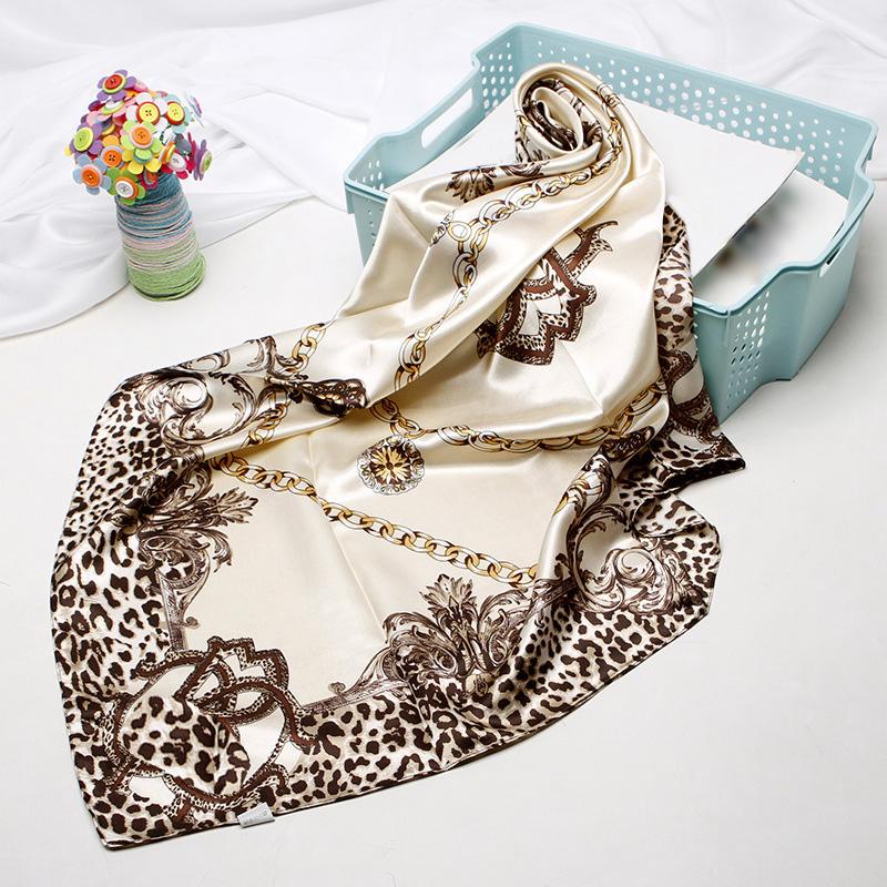 New Women Silk Scarf For Neck Hair Designer Bag Warp Soft Neckerchief Hijab Headscarf Female Foulard Print Paisley Scarf 90*90cm