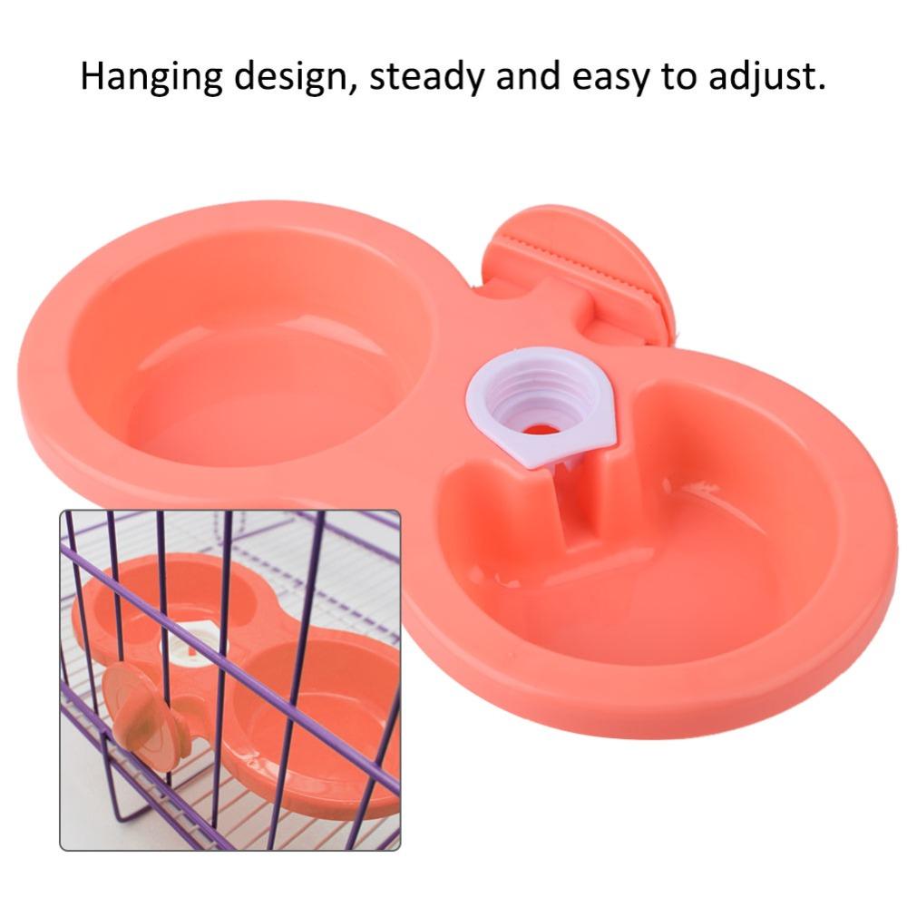 Durable Polymer Hanging Pet Bowl Double Compartment Pet Feeder Cage Dog Bowl Water Dispensing