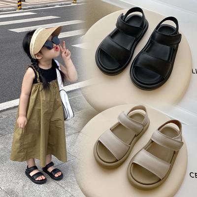 Sandalias de verano para niños y niñas, de color puro, con gancho, suaves y transpirables, para playa