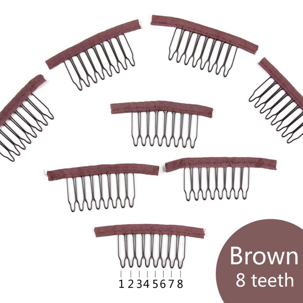 10 Stück/Los Edelstahl Perückenkämme Stoff Haarverlängerungsclips Perückenclips für Perückenkappen