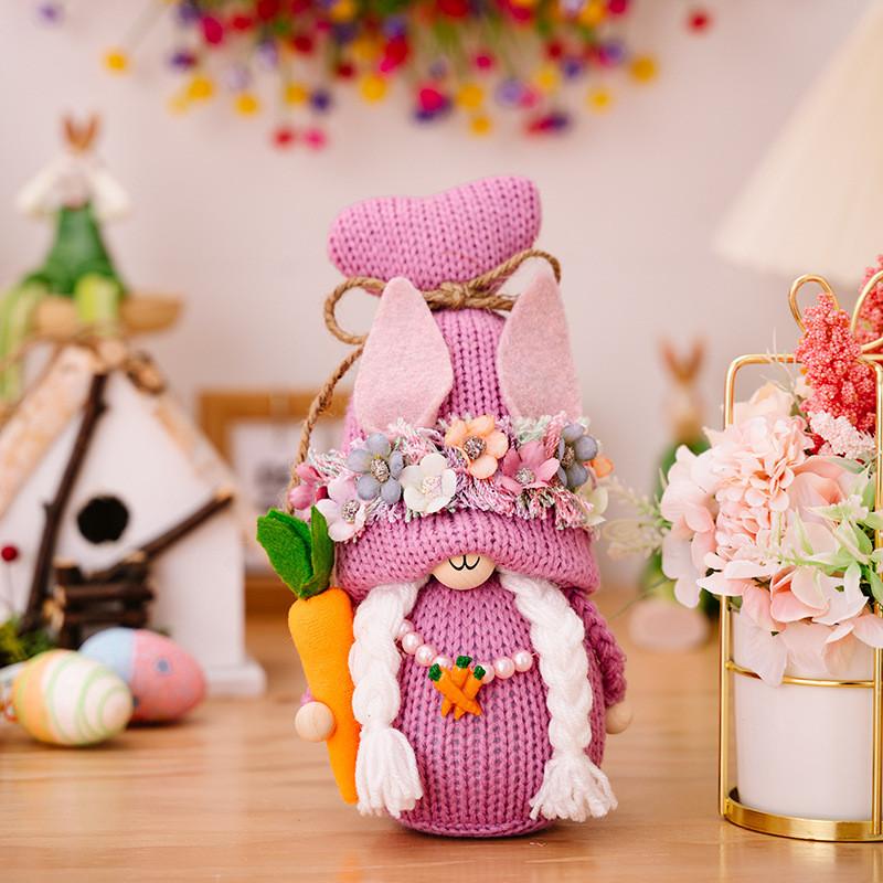 

Decoration Easter Colorful Lively Knitted Rudolf Bunny Figurine For Joyful Celebrations Rudolph Magenta