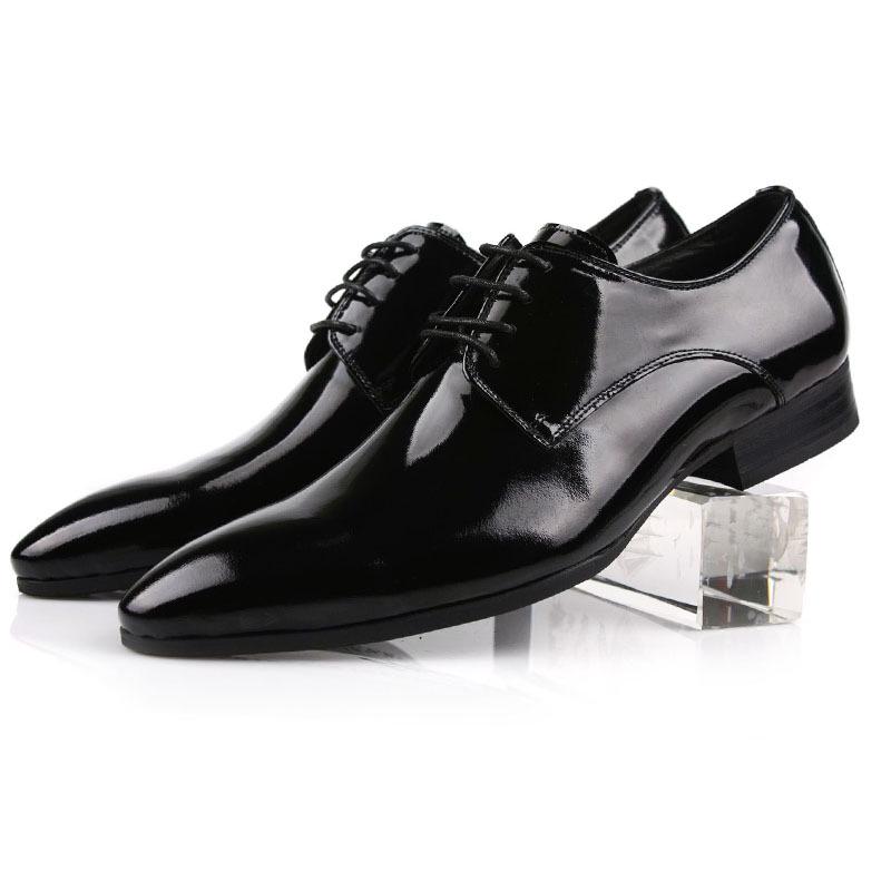 British Pointed Toe Men's Formal Leather Shoes - Cowhide Wedding Shoes