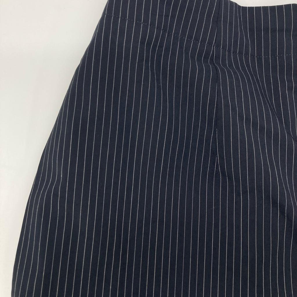 ENFOLD [Good Condition/23AW] 300GA231-0230 WIDE-STRAIGHT COCOON TROUSERS Striped Trousers Bottoms 36 NavyUsed