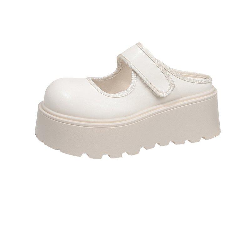 [Ushilai] British wind big head with slippers women's 2025 spring new small man increases height by one pedal