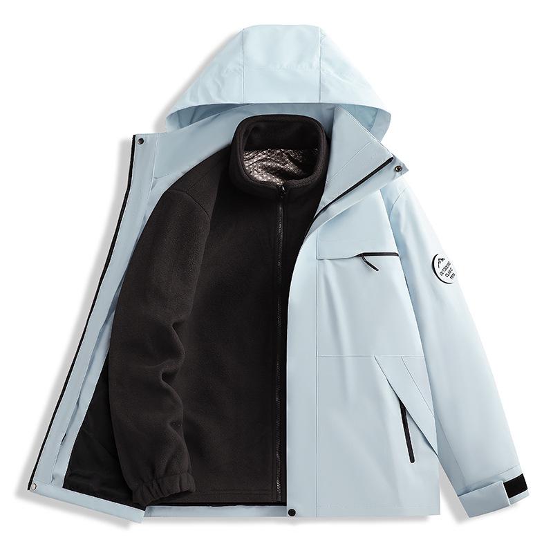 

Unisex 3-in-1 Waterproof Windproof Hiking Jacket with Down Liner – Ideal for Autumn and Winter. L