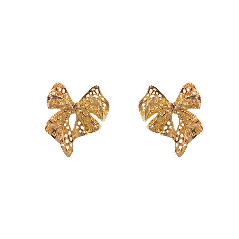 Chic Metal Hollow Bow Earrings: Unique European & American Cool Style