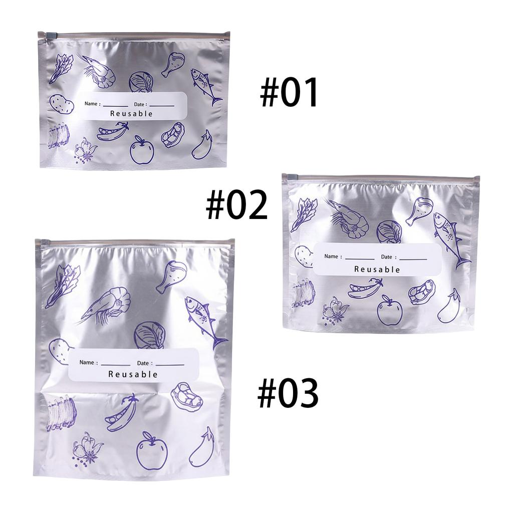 Reusable Aluminum Foil Sealable Storage Bags W/ Zipper Freezer Safe & Leak Proof Stand Up Storage Bags for Meat Fruit