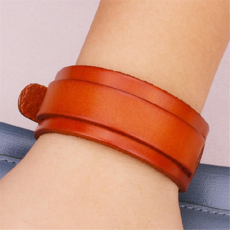 Modern Punk Leather Wristband Double Layer Wrist Strap Adjustable Closure Bracelet Wristler Jewelry