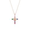 Multicolor Necklace In Metal and Cubic Zirconia Alloy Finished In 18K Rose Gold - Cruz