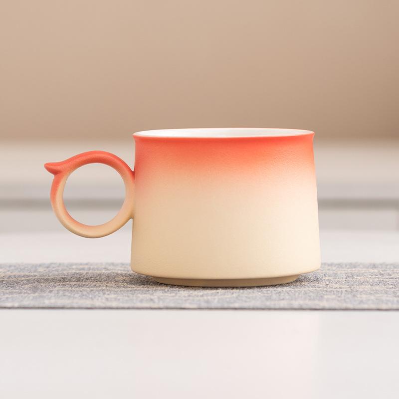 High-end coffee cup gradual change exquisite ceramic cup and saucer set high value mug light luxury design gift