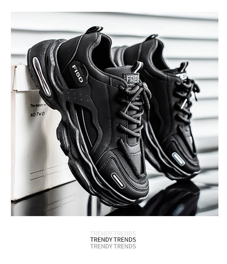 Men's Summer Breathable White Trendy Thick-Soled Sneakers - Casual Dad Shoes.