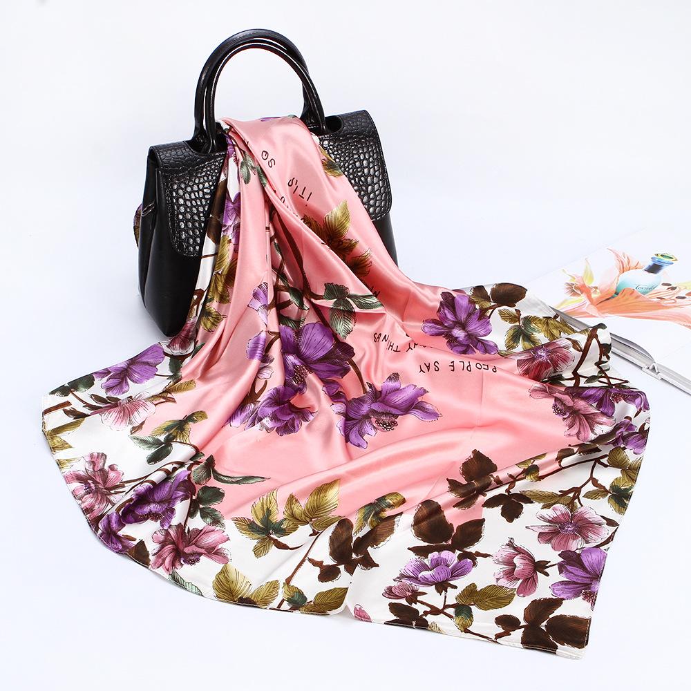 Women's Baotou Artificial Silk Satin Silk Scarf 90cm Printing Square Scarf Silk Scarf