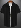 Camicia Casual da Uomo a Maniche Corte Estiva Streetwear Casuale Jacquard Collo a Revers Bottoni Camicia Vintage da Uomo Monocolore