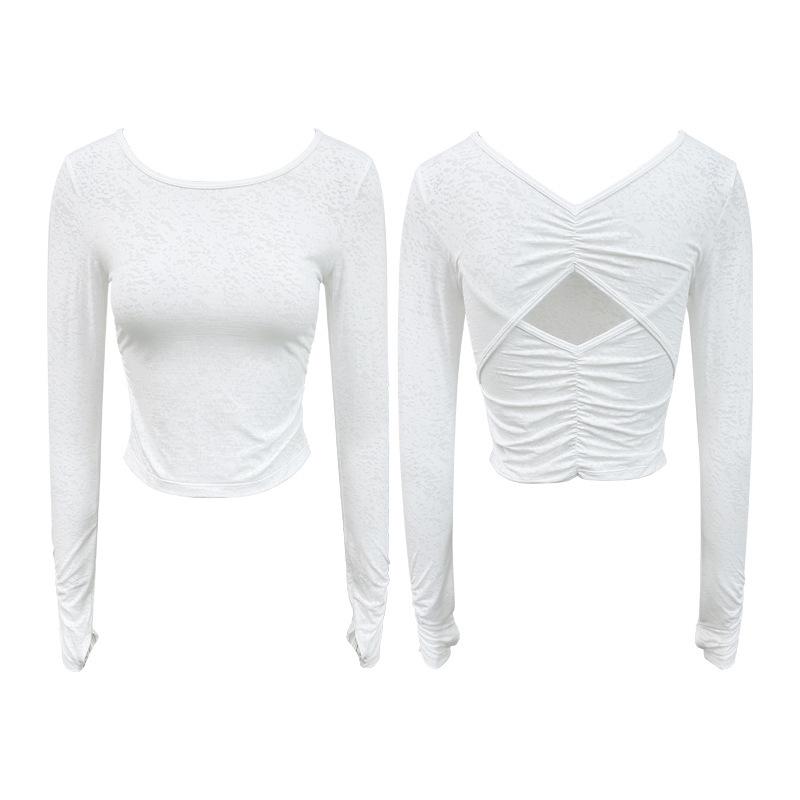 

Женская летняя фитнес-футболка с длинным рукавом для йоги M