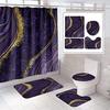 Bathroom Marble Pattern Abstract Art Four-Piece Toilet Three-Piece Shower Curtain