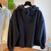 New Hooded Autumn Winter All-in-one Velvet Double-sided Polar Fleece Thermal Sweatshirt for Women Loose Thickened Top Pullover